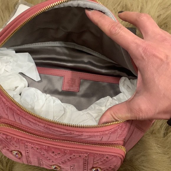 Authentic MCM Velvet/leather jeweled zip top Beltbag. - Picture 11 of 15